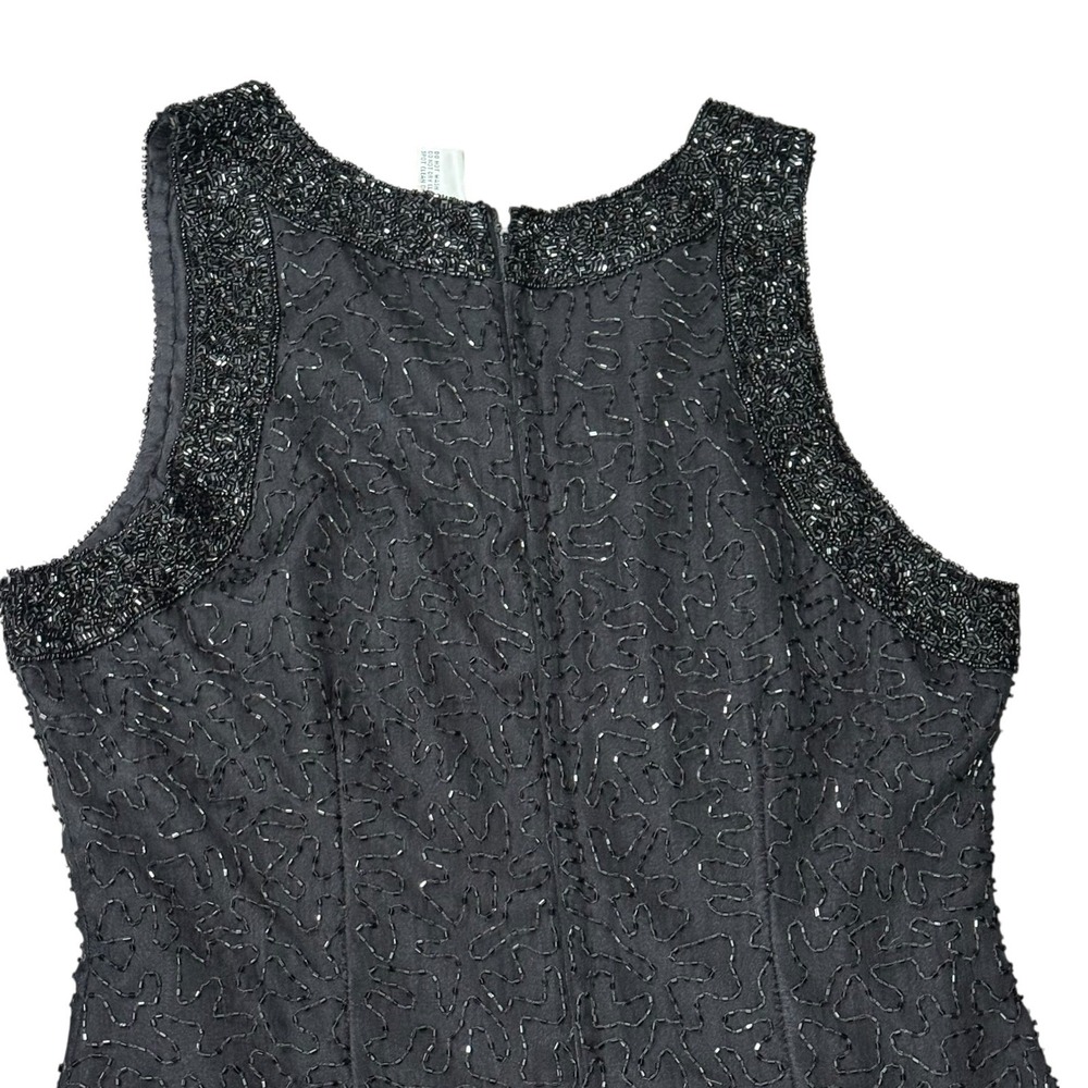 Laurence Kazar Black Beaded Silk Cocktail Dress Sz M VTG 80s Whimsigoth fairy - Picture 11 of 11